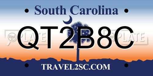 QT2B8C South Carolina License Plate