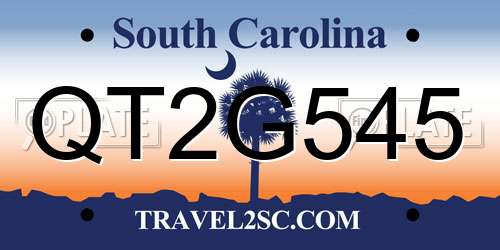 QT2G545 South Carolina License Plate