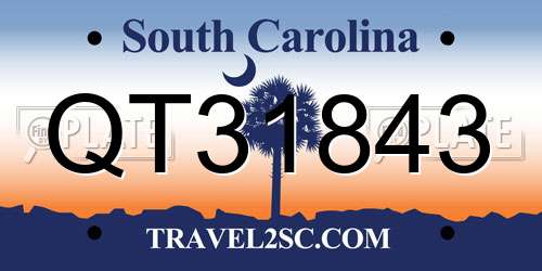 QT31843 South Carolina License Plate