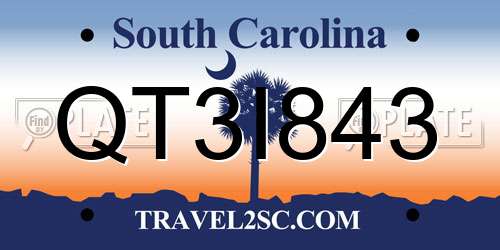 QT3I843 South Carolina License Plate