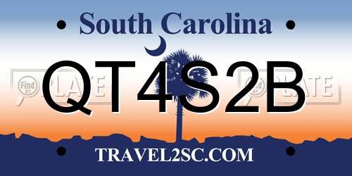 QT4S2B South Carolina License Plate