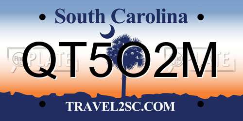 QT5O2M South Carolina License Plate