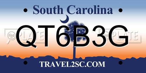 QT6B3G South Carolina License Plate