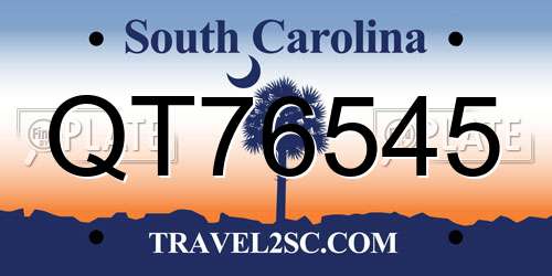QT76545 South Carolina License Plate