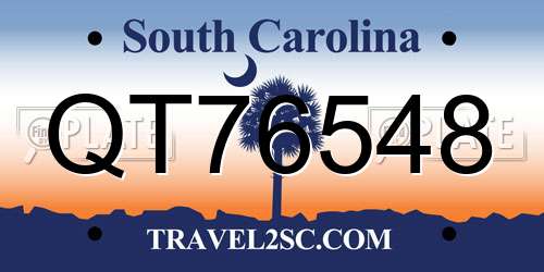 QT76548 South Carolina License Plate