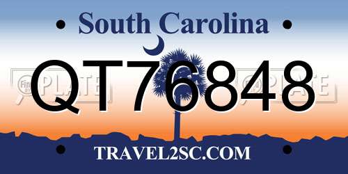QT76848 South Carolina License Plate