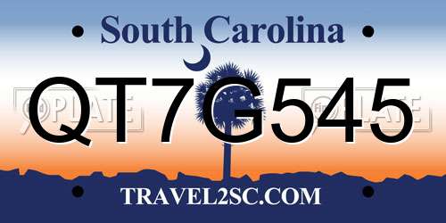 QT7G545 South Carolina License Plate