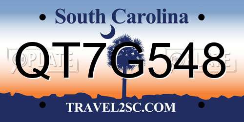 QT7G548 South Carolina License Plate