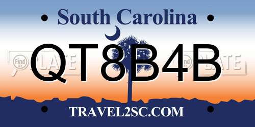 QT8B4B South Carolina License Plate