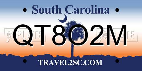 QT8O2M South Carolina License Plate