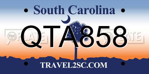 QTA858 South Carolina License Plate