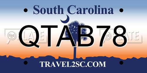 QTAB78 South Carolina License Plate