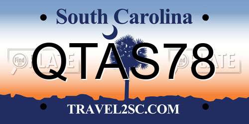 QTAS78 South Carolina License Plate