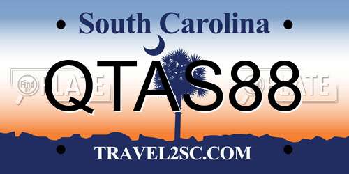 QTAS88 South Carolina License Plate