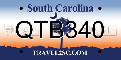 QTB340 South Carolina License Plate