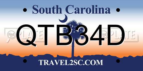 QTB34D South Carolina License Plate