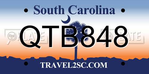 QTB848 South Carolina License Plate