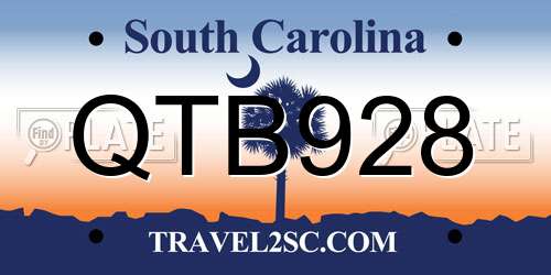 QTB928 South Carolina License Plate
