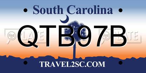 QTB97B South Carolina License Plate