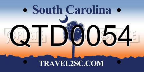 QTD0054 South Carolina License Plate