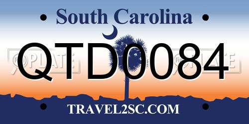 QTD0084 South Carolina License Plate