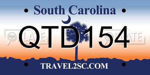 QTD154 South Carolina License Plate