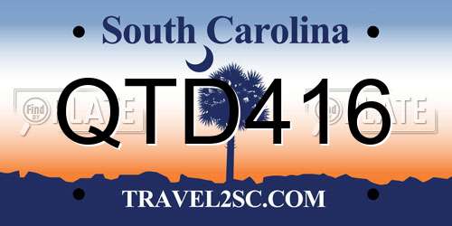 QTD416 South Carolina License Plate