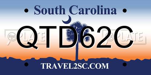 QTD62C South Carolina License Plate