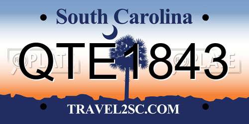 QTE1843 South Carolina License Plate
