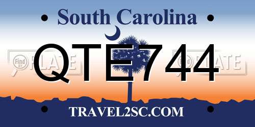QTE744 South Carolina License Plate