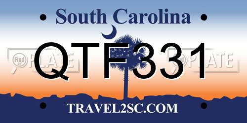 QTF331 South Carolina License Plate