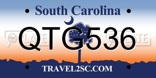 QTG536 South Carolina License Plate