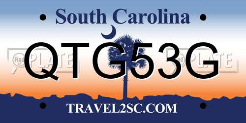 QTG53G South Carolina License Plate