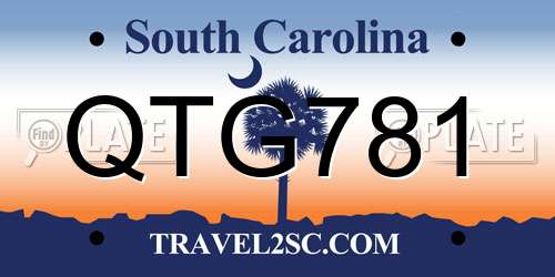QTG781 South Carolina License Plate