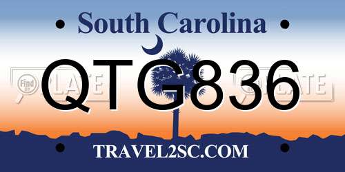 QTG836 South Carolina License Plate