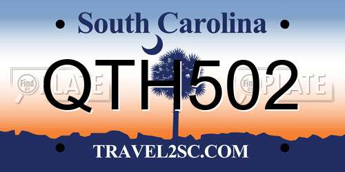 QTH502 South Carolina License Plate