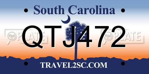 QTJ472 South Carolina License Plate