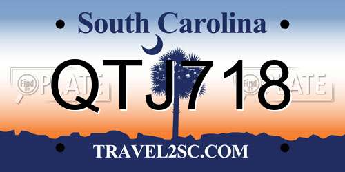 QTJ718 South Carolina License Plate