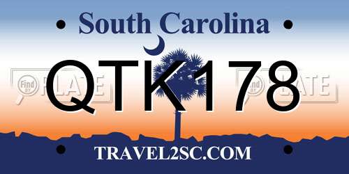 QTK178 South Carolina License Plate