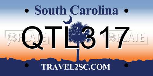 QTL317 South Carolina License Plate
