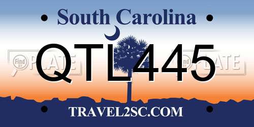 QTL445 South Carolina License Plate