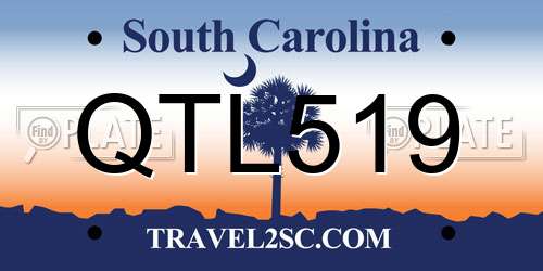QTL519 South Carolina License Plate