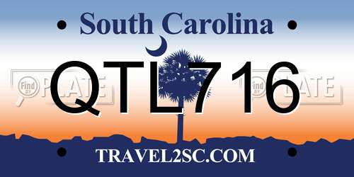 QTL716 South Carolina License Plate