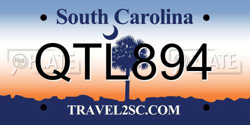 QTL894 South Carolina License Plate
