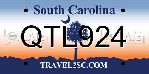 QTL924 South Carolina License Plate