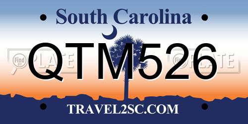 QTM526 South Carolina License Plate