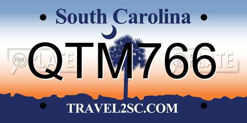 QTM766 South Carolina License Plate