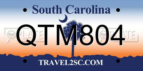 QTM804 South Carolina License Plate