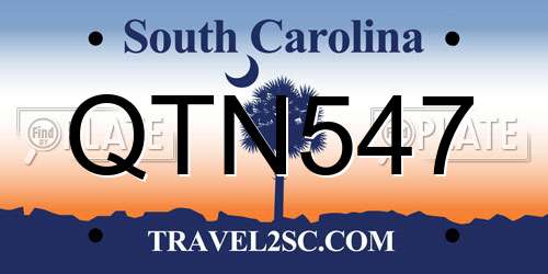 QTN547 South Carolina License Plate