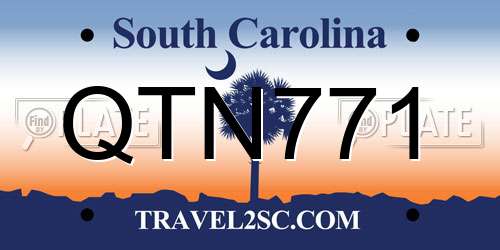 QTN771 South Carolina License Plate